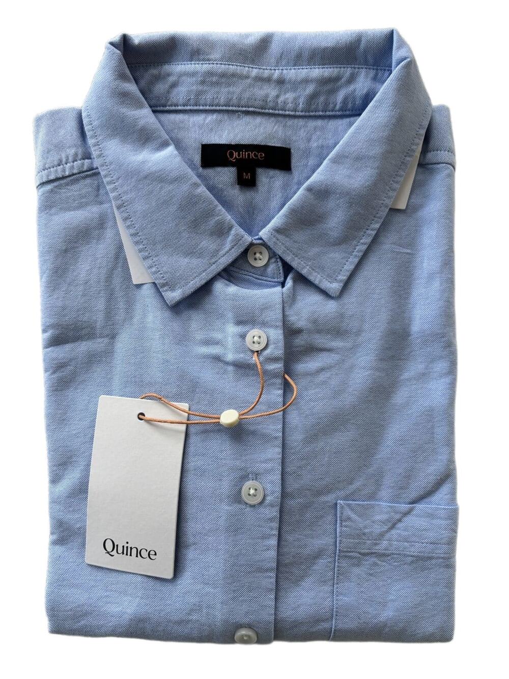 Quince Organic Cotton Relaxed Oxford Shirt Womens M Pale Blue Button Up NWT